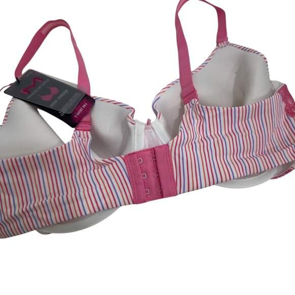 Maidenform Women T-Shirt Bra SZ 40C Pink/White Stripe Everyday Stretch Fit - Picture 4 of 9